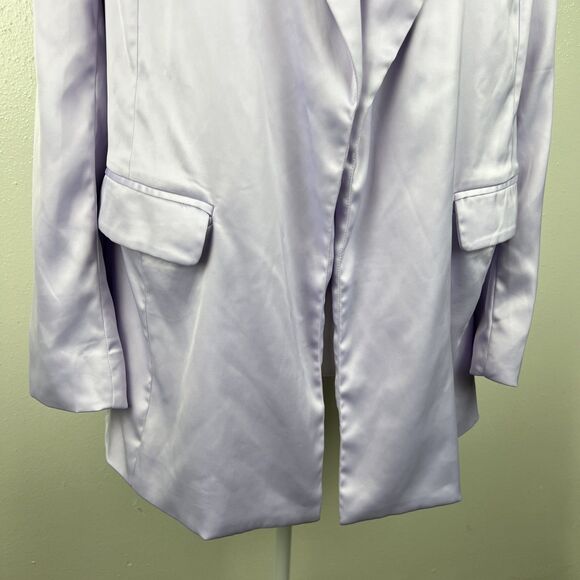 Naked Wardrobe Blazer Jacket Women Extra Small Lavender Satin Open Front Career - Picture 9 of 14